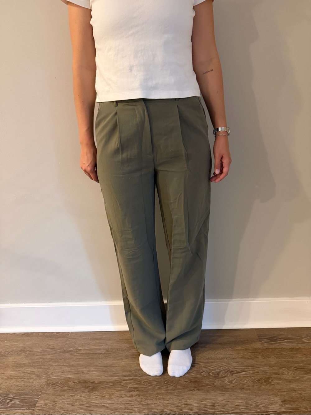 Old Navy Olive Green Taylor Wide-Leg Trousers